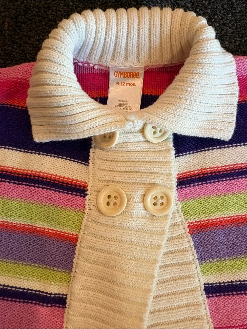 Gymboree Vintage 2013 Baby Girl Striped Sweater Cardigan 6-12M 100% Cotton